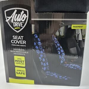Auto Drive Blue Paw Print Single Seat Cover Fits most- NEW